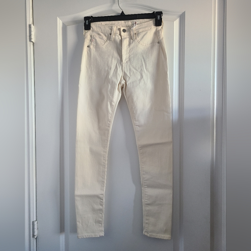 AG Ivory Dust Farah Seamless High-Rise Skinny Ankle Jeans Womens 26R